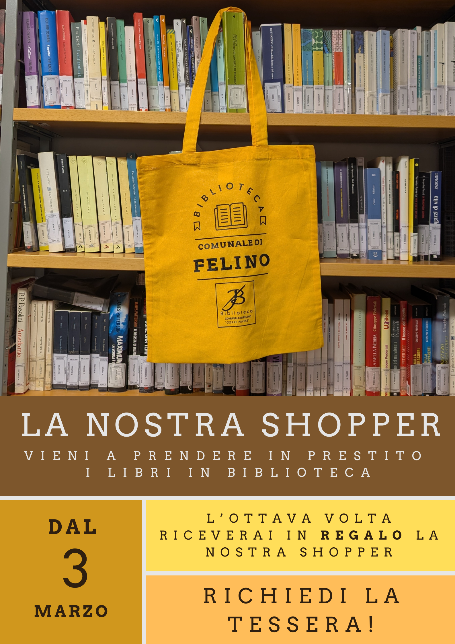Shopper in regalo alla biblioteca di Felino